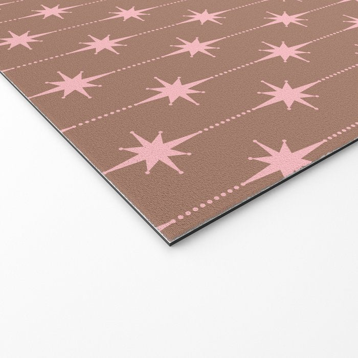Midcentury Stars and Dots Atomic Pattern in Mocha and Pink Welcome Mat Gallery Image 2