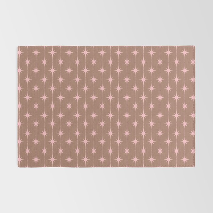Midcentury Stars and Dots Atomic Pattern in Mocha and Pink Rug Gallery Image 2