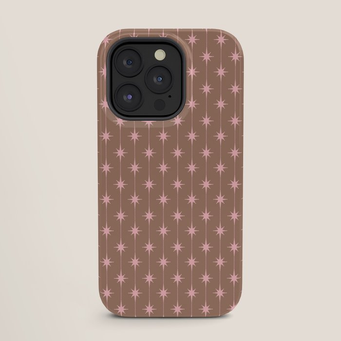 Midcentury Stars and Dots Atomic Pattern in Mocha and Pink iPhone Case Gallery Image 27