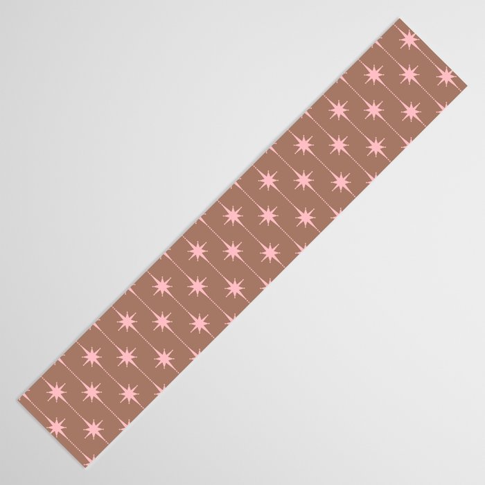 Midcentury Stars and Dots Atomic Pattern in Mocha and Pink Table Runner Gallery Image 3