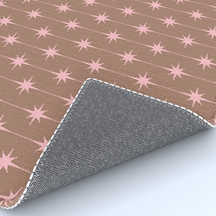 Midcentury Stars and Dots Atomic Pattern in Mocha and Pink Rug Gallery Image 4