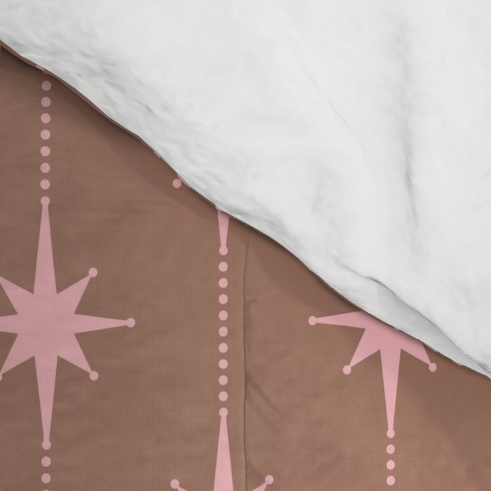 Midcentury Stars and Dots Atomic Pattern in Mocha and Pink Comforter Gallery Image 4