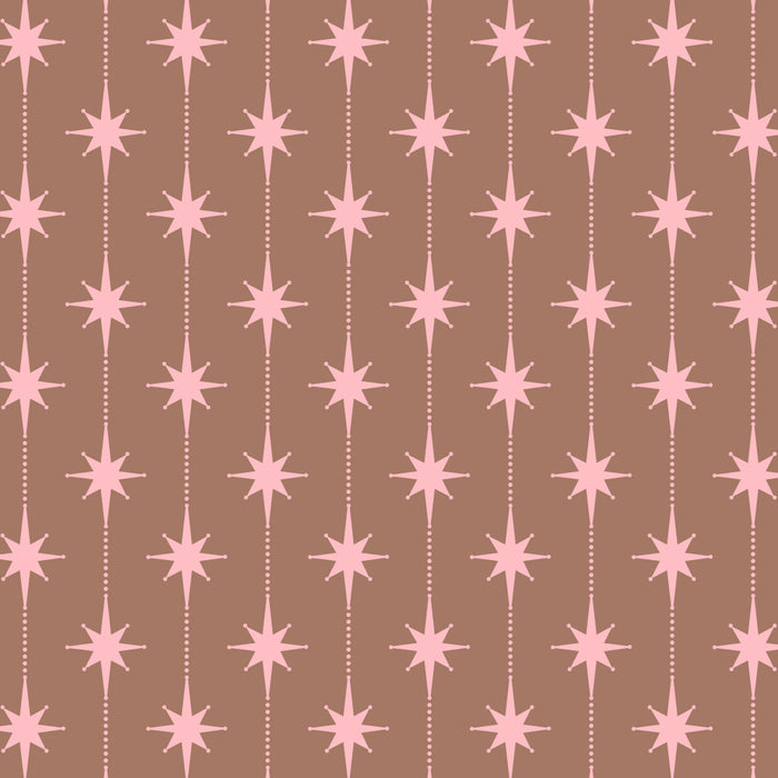 Midcentury Stars and Dots Atomic Pattern in Mocha and Pink Coffee Mug Gallery Image 2