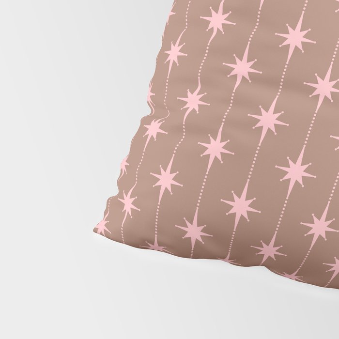 Midcentury Stars and Dots Atomic Pattern in Mocha and Pink Pillow Sham Gallery Image 4