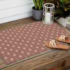 Midcentury Stars and Dots Atomic Pattern in Mocha and Pink Outdoor Rug Gallery Image 2