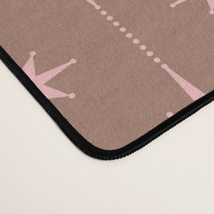 Midcentury Stars and Dots Atomic Pattern in Mocha and Pink Desk Mat Gallery Image 4