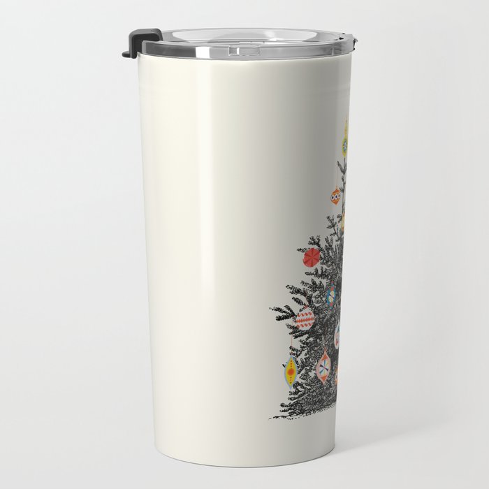 Retro Decorated Christmas Tree Travel Mug Gallery Image 3