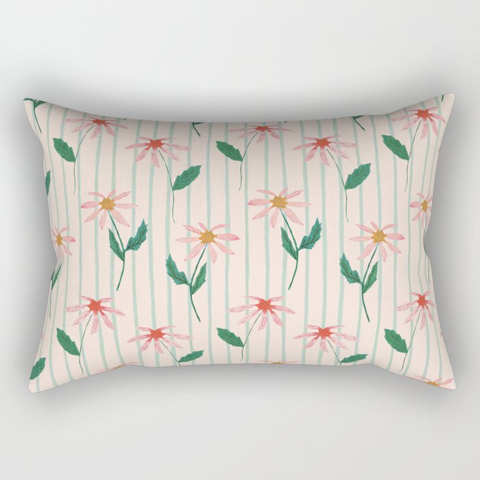 Flowers and stripes Rectangular Pillow Gallery Image 2