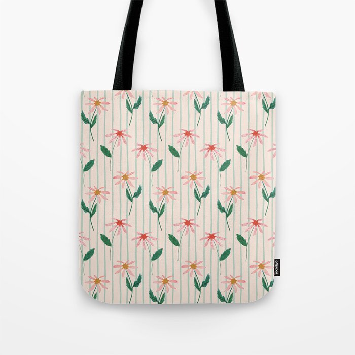 Flowers and stripes Tote Bag Gallery Image 1