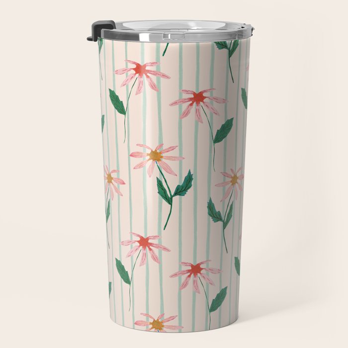 Flowers and stripes Travel Mug Gallery Image 3
