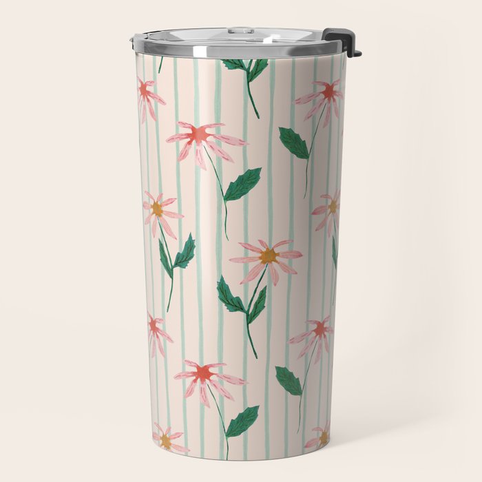 Flowers and stripes Travel Mug Gallery Image 2