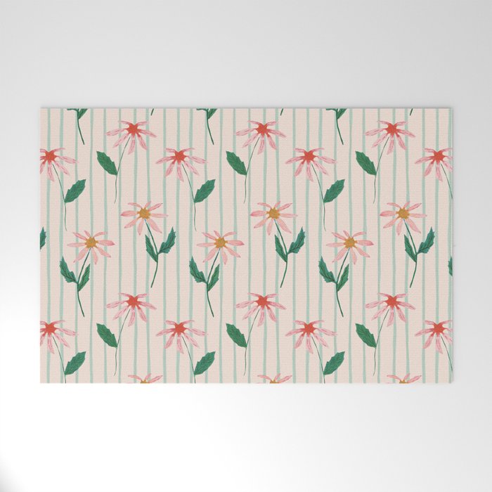 Flowers and stripes Welcome Mat Gallery Image 1
