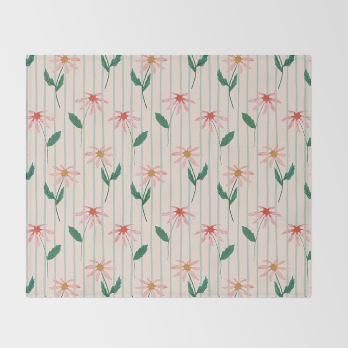 Flowers and stripes Throw Blanket Gallery Image 2