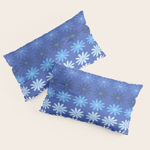 Ombre Abstract Daisies On Cobalt Blue Pillow Sham