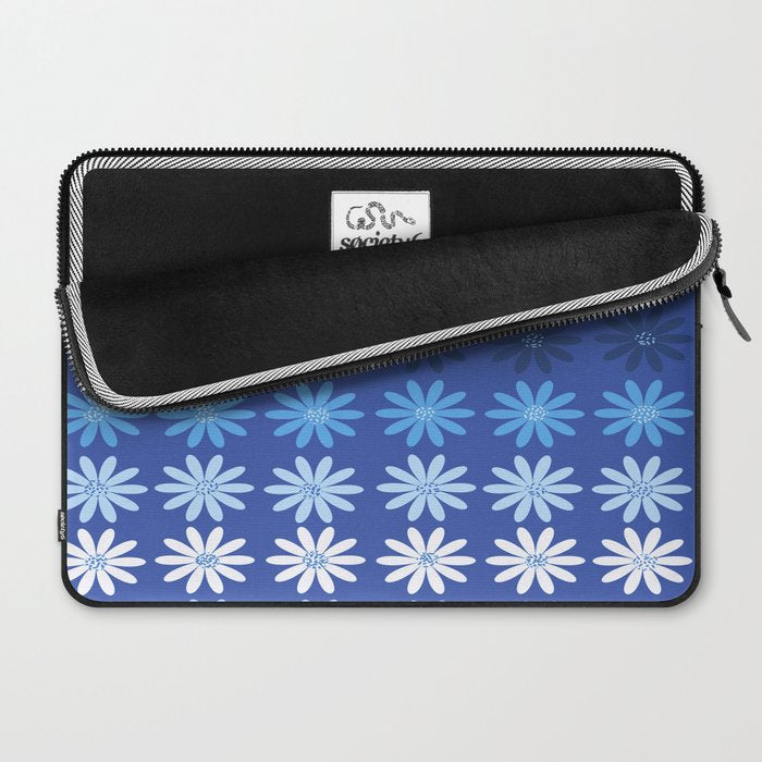 Ombre Abstract Daisies on Cobalt Blue Laptop Sleeve Gallery Image 2