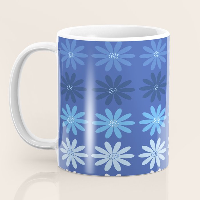 Ombre Abstract Daisies on Cobalt Blue Coffee Mug Gallery Image 3