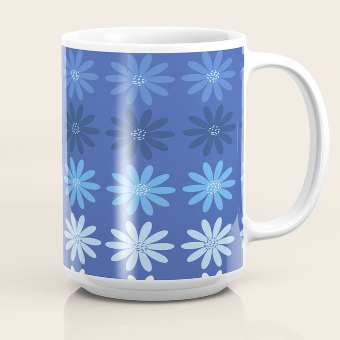 Ombre Abstract Daisies on Cobalt Blue Coffee Mug Gallery Image 2