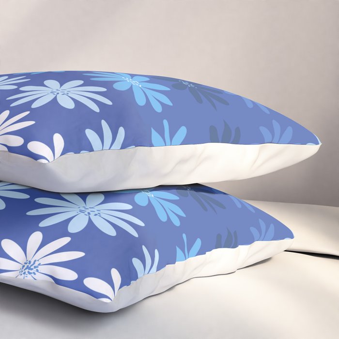 Ombre Abstract Daisies on Cobalt Blue Pillow Sham Gallery Image 3