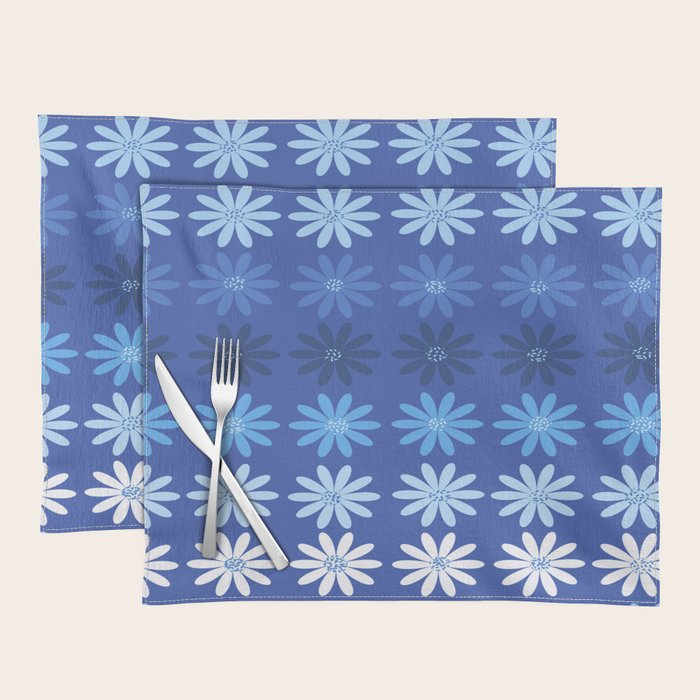 Ombre Abstract Daisies on Cobalt Blue Placemat Gallery Image 1