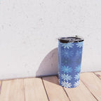 Ombre Abstract Daisies on Cobalt Blue Travel Mug Gallery Image 4