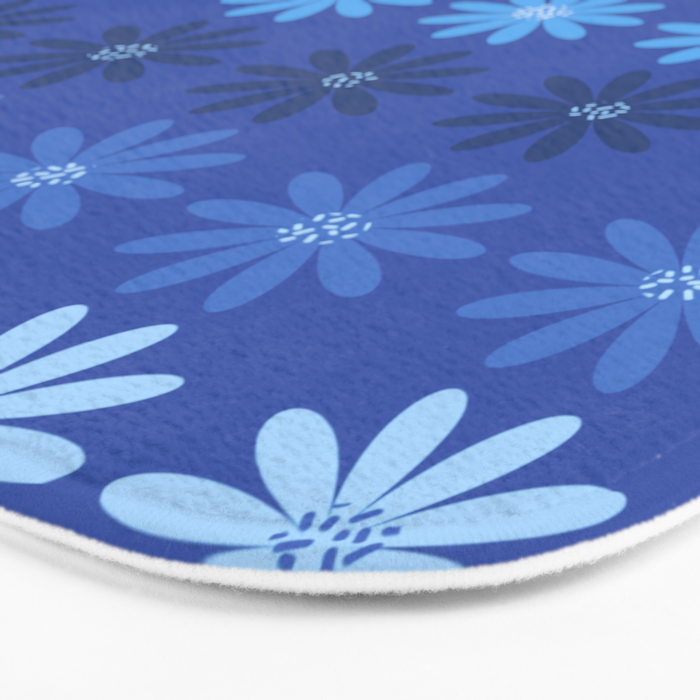 Ombre Abstract Daisies on Cobalt Blue Bath Mat Gallery Image 3