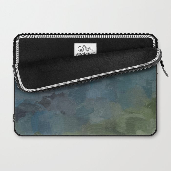 Journey Into the Mountains - Gray Blue Navy Indigo Sage Leafy Green Sky Forest Abstract Painting, Laptop Sleeve Gallery Image 2