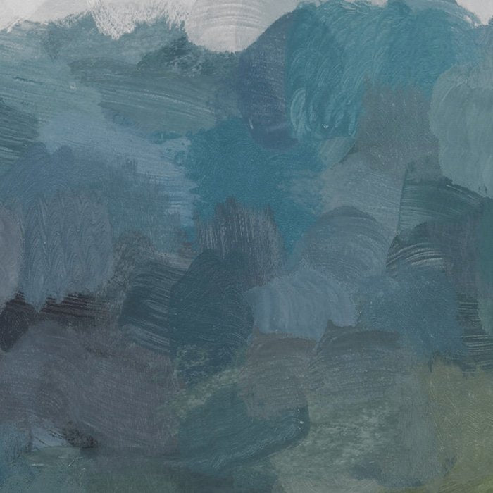 Journey Into the Mountains - Gray Blue Navy Indigo Sage Leafy Green Sky Forest Abstract Painting, Coffee Mug Gallery Image 2