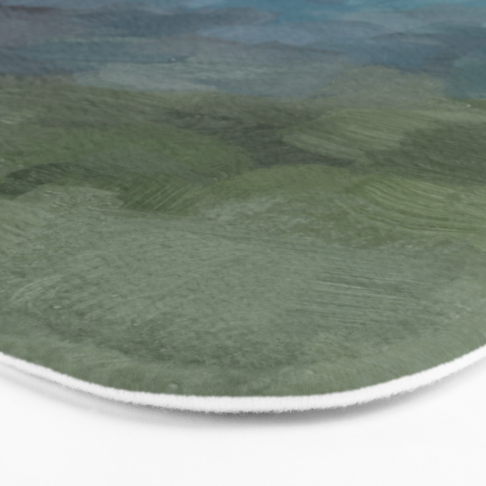 Journey Into the Mountains - Gray Blue Navy Indigo Sage Leafy Green Sky Forest Abstract Painting, Bath Mat Gallery Image 3