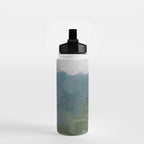 Journey Into the Mountains - Gray Blue Navy Indigo Sage Leafy Green Sky Forest Abstract Painting, Water Bottle Gallery Image 2