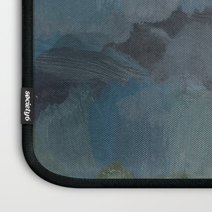 Journey Into the Mountains - Gray Blue Navy Indigo Sage Leafy Green Sky Forest Abstract Painting, Laptop Sleeve Gallery Image 3