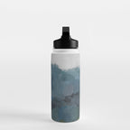 Journey Into the Mountains - Gray Blue Navy Indigo Sage Leafy Green Sky Forest Abstract Painting, Water Bottle Gallery Image 3