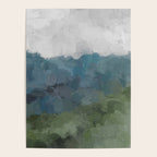 Journey Into the Mountains - Gray Blue Navy Indigo Sage Leafy Green Sky Forest Abstract Painting, Poster Gallery Image 4