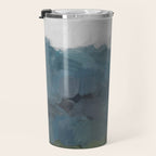 Journey Into the Mountains - Gray Blue Navy Indigo Sage Leafy Green Sky Forest Abstract Painting, Travel Mug Gallery Image 3