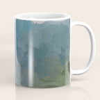 Journey Into the Mountains - Gray Blue Navy Indigo Sage Leafy Green Sky Forest Abstract Painting, Coffee Mug Gallery Image 1