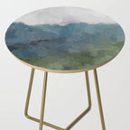 Journey Into the Mountains - Gray Blue Navy Indigo Sage Leafy Green Sky Forest Abstract Painting, Side Table Gallery Image 2