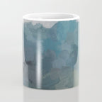 Journey Into the Mountains - Gray Blue Navy Indigo Sage Leafy Green Sky Forest Abstract Painting, Coffee Mug Gallery Image 4