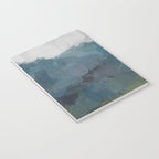 Journey Into the Mountains - Gray Blue Navy Indigo Sage Leafy Green Sky Forest Abstract Painting, Notebook Gallery Image 3