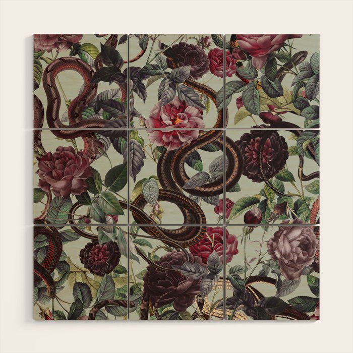 Snakes and Roses Wood Wall Art Gallery Image 1