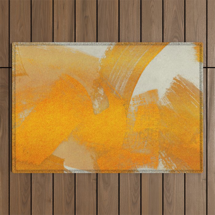 Brush stroke gold Outdoor Rug Gallery Image 1