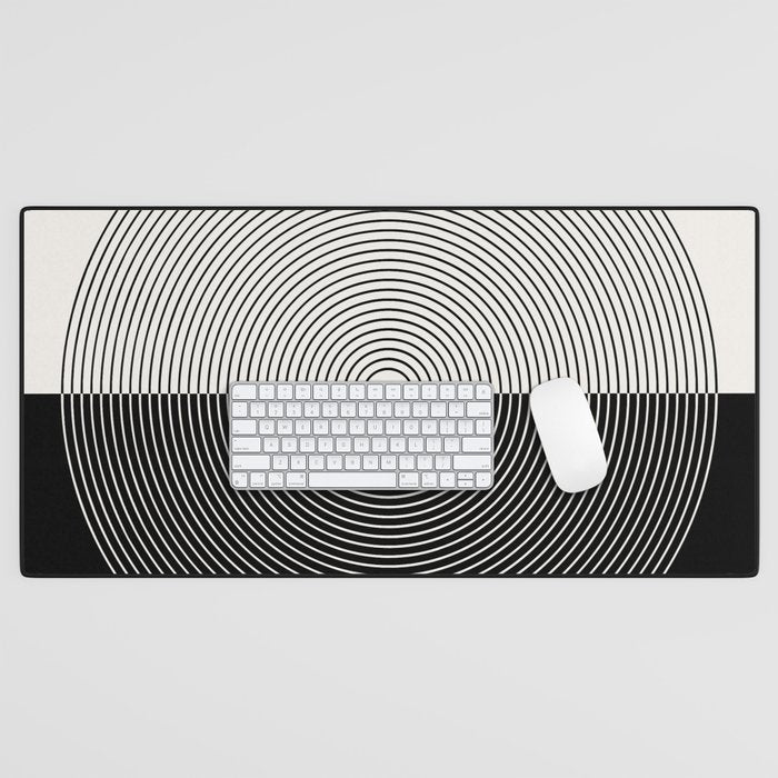Circular Lines III Black & White Desk Mat Gallery Image 1
