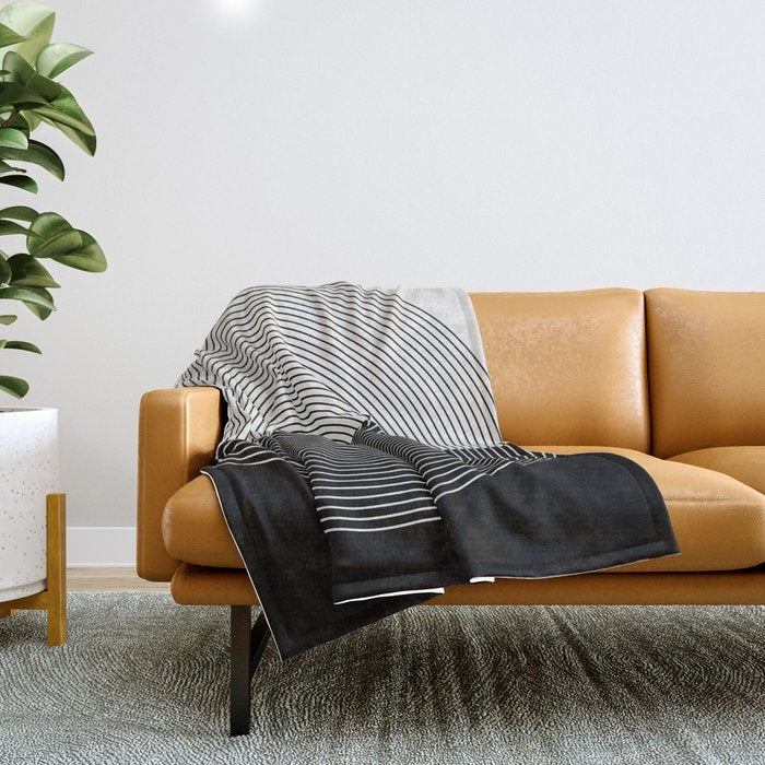 Circular Lines III Black & White Throw Blanket Gallery Image 1