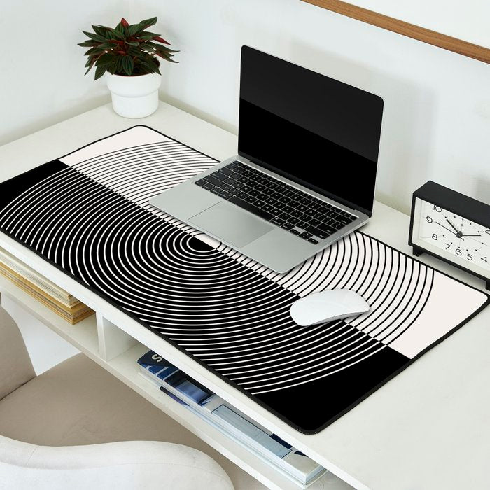 Circular Lines III Black & White Desk Mat Gallery Image 2