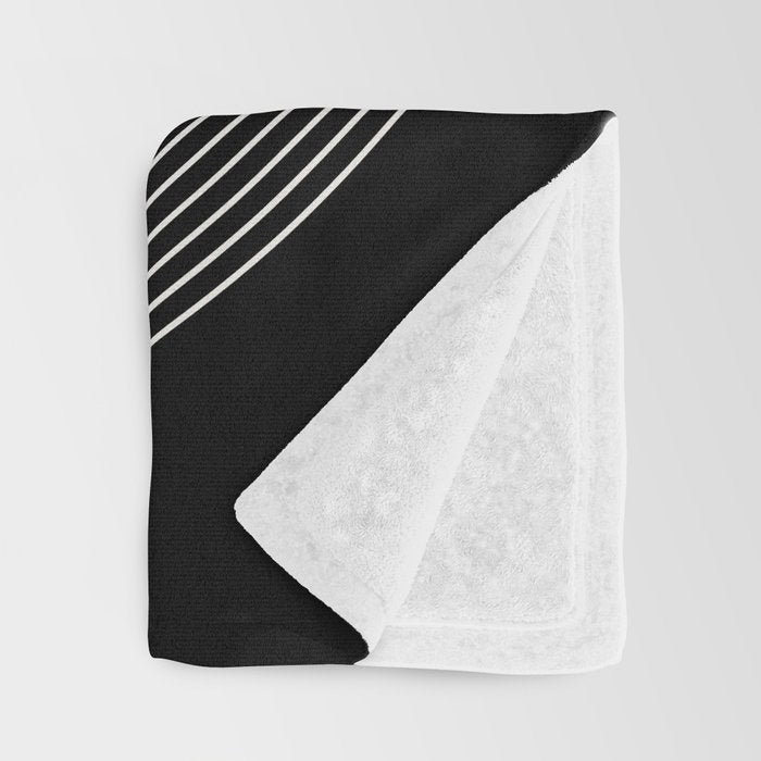 Circular Lines III Black & White Throw Blanket Gallery Image 3