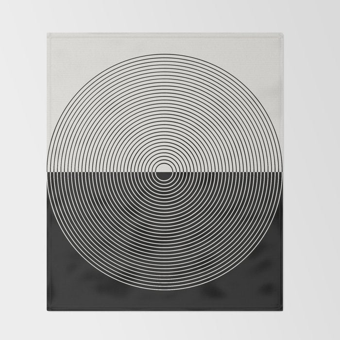 Circular Lines III Black & White Throw Blanket Gallery Image 2