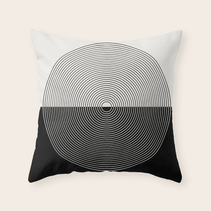 Circular Lines III Black & White Throw Pillow Gallery Image 6