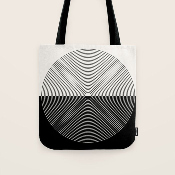 Circular Lines III Black & White Tote Bag Gallery Image 1