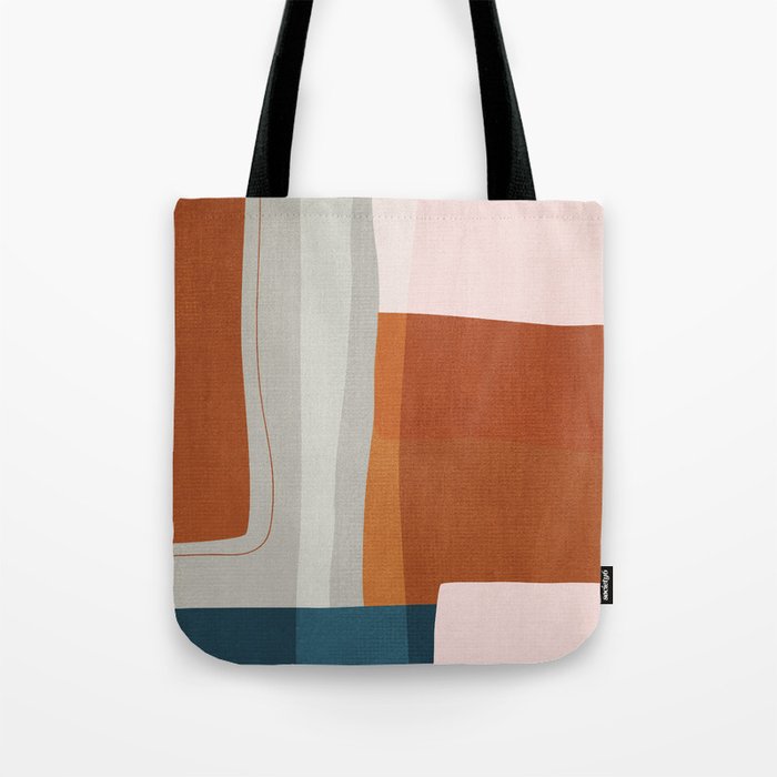 Rust Navy Gray Modern Abstract Tote Bag Gallery Image 1