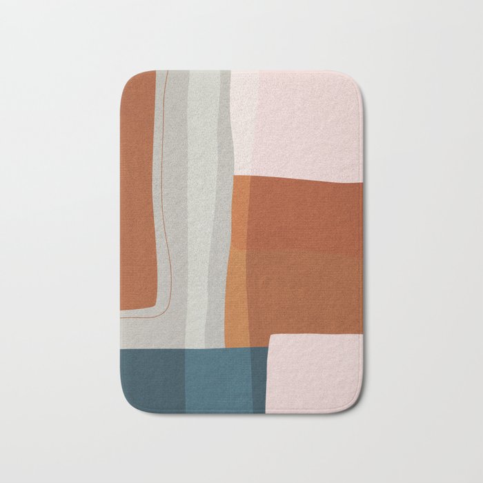 Rust Navy Gray Modern Abstract Bath Mat Gallery Image 1