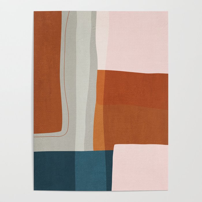 Rust Navy Gray Modern Abstract Poster Gallery Image 1