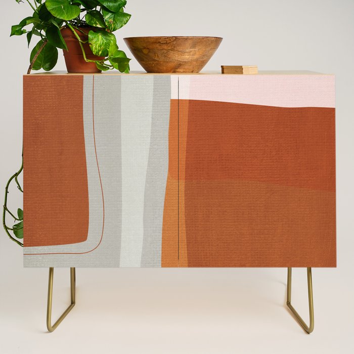 Rust Navy Gray Modern Abstract Credenza Gallery Image 1